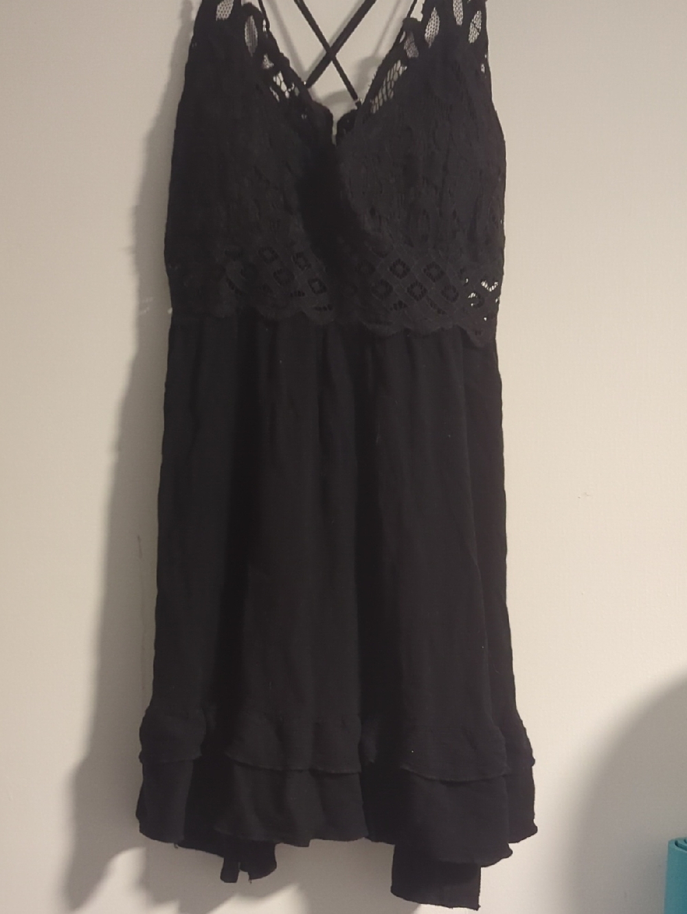 Rue+ Lace Bodice Strappy Black Dress